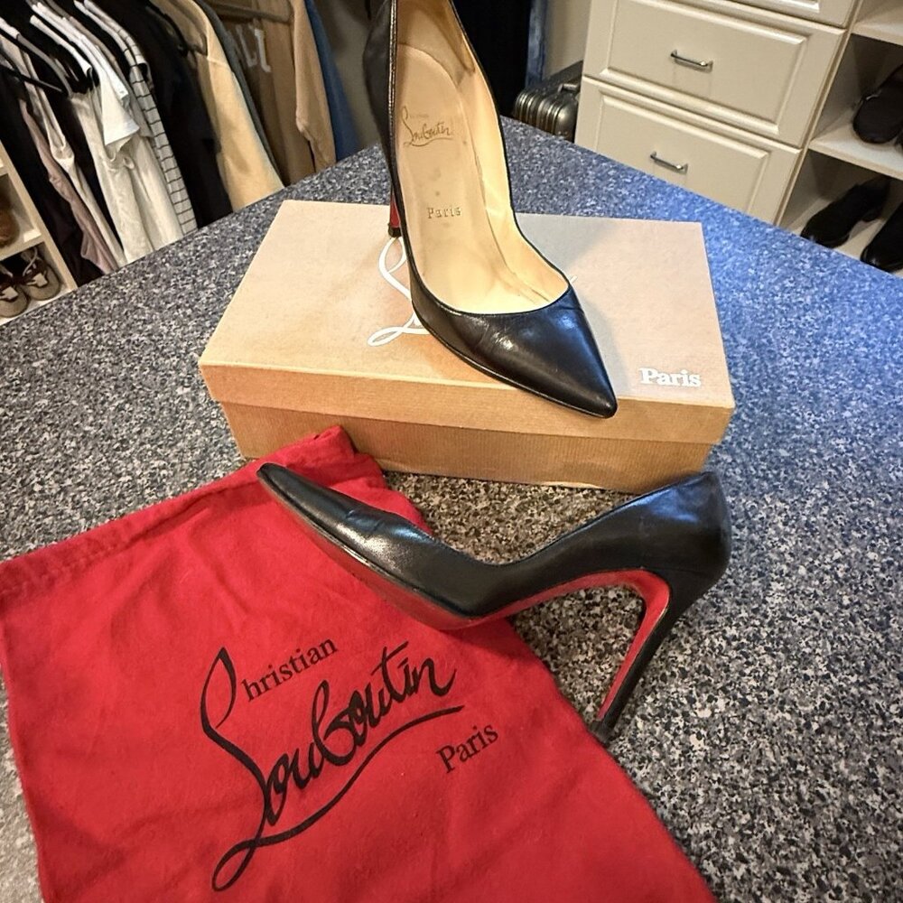 Christian Louboutin Simple Pump Black Leather Heels Box Dust Ba - Picture 9 of 10